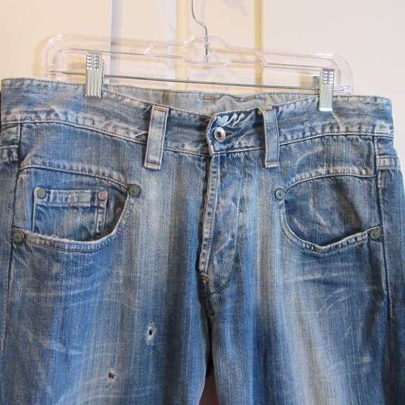 G Star 3301 Jeans Men’s 30x28 Distressed Button Fly 100% Cotton Made in Italy - Picture 2 of 9